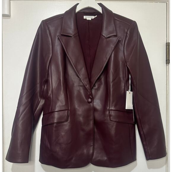 Women’s Plum Faux Leather Blazer Jacket - Picture 2 of 16